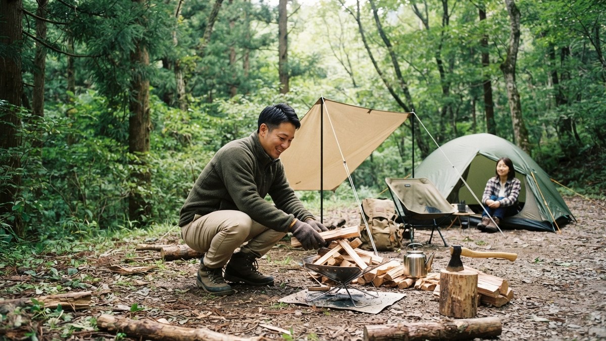 焚き火のやり方完全ガイド（準備・着火・後始末）のイメージ