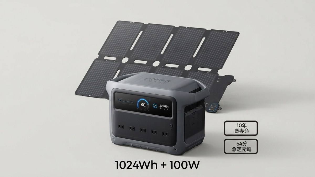 リン酸鉄リチウムイオン電池の代表例: Anker Solix C1000