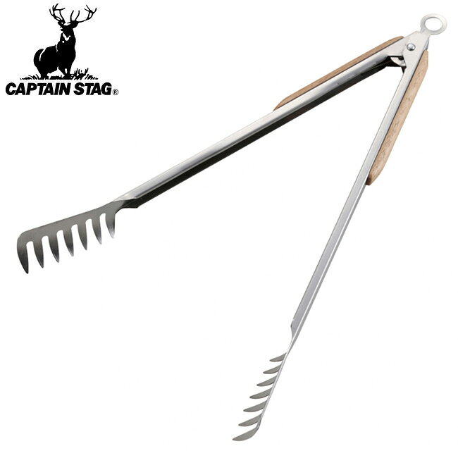 CAPTAIN STAG BBQ ウッドグリップパスタトング