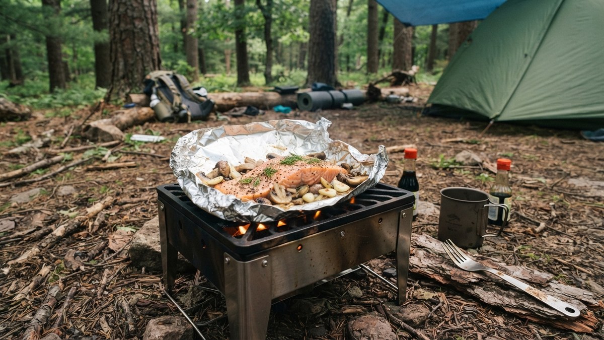 鮭ときのコのバター醤油包みの場面