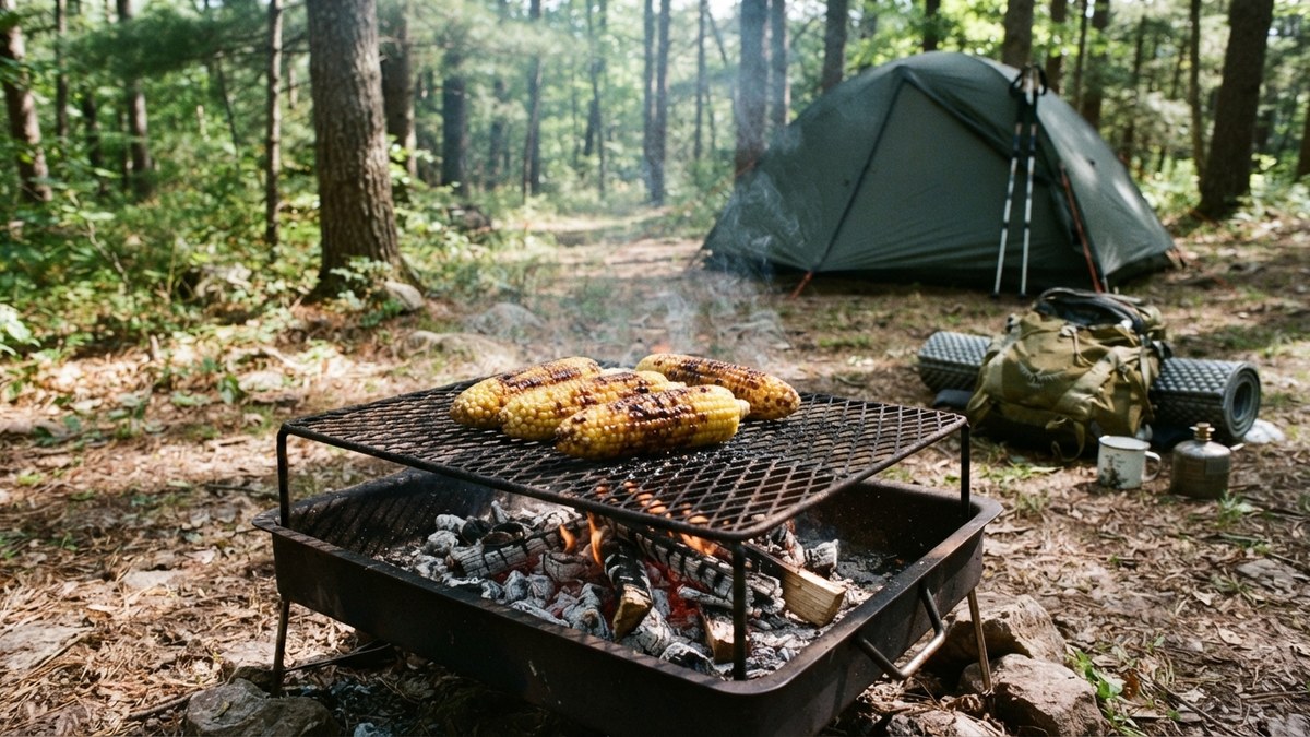 焼きトウモロコシの醤油バターの場面