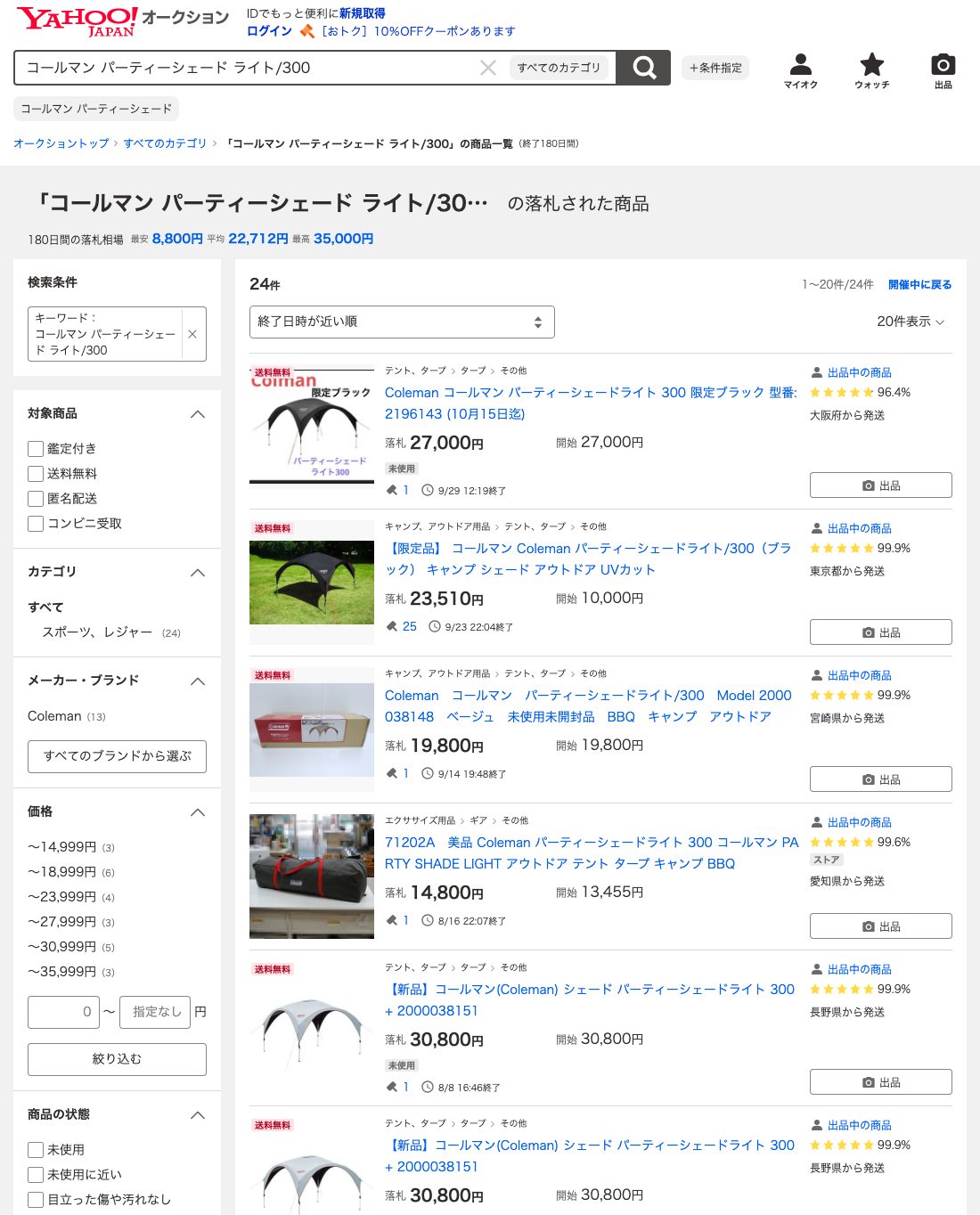 ヤフオク! 落札一覧