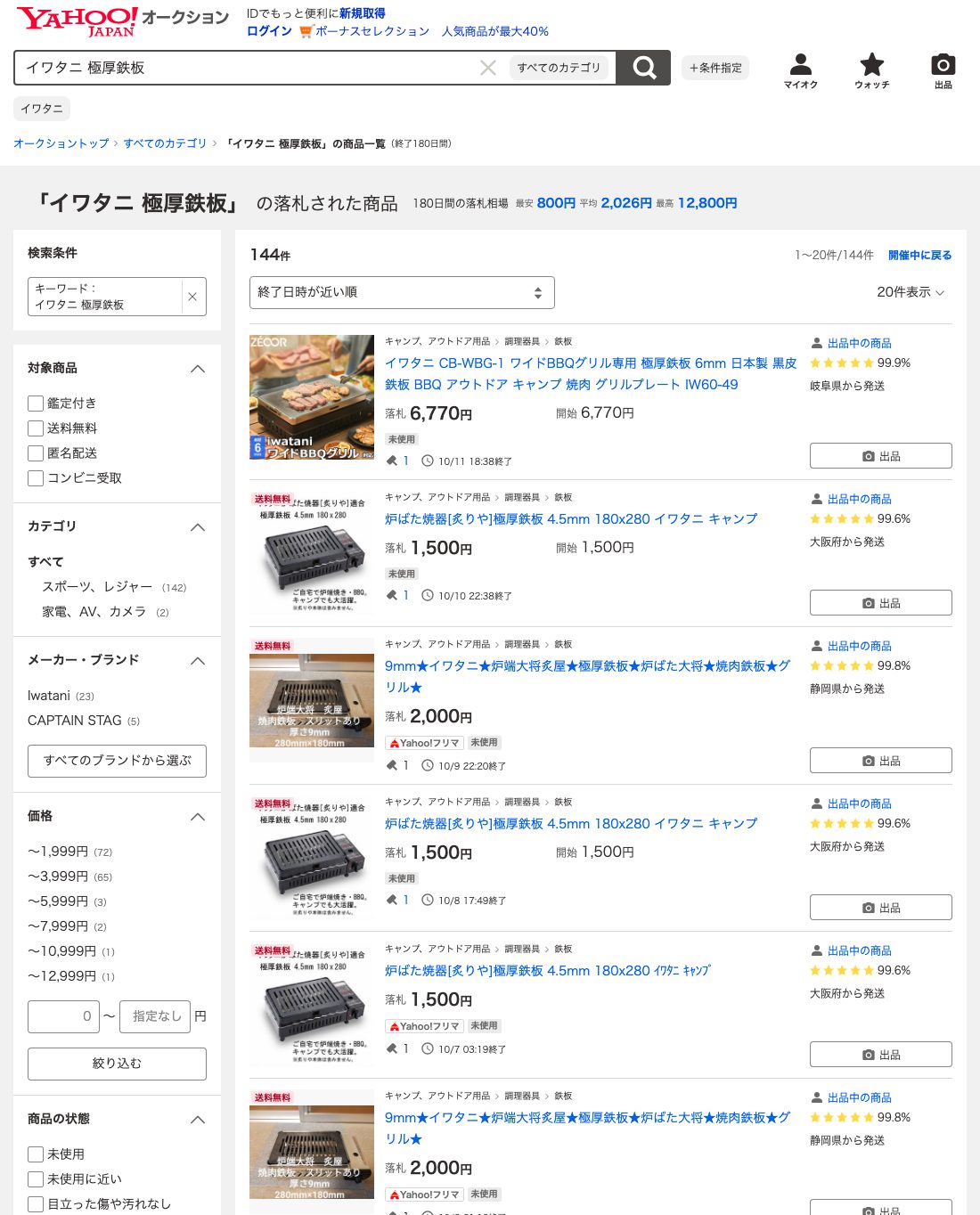 ヤフオク! 落札一覧